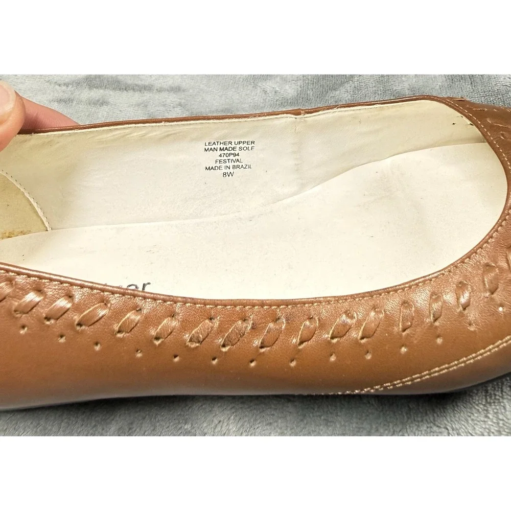 Naturalizer Festival Flats Womens 8 W Brown Leather Cutout Pointed Toe